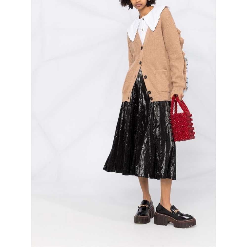 RED Valentino ruffle tulle trim wool cardigan